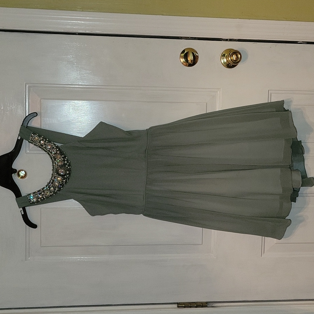 Dress, Jodi Kristopher knee length dress with beaded front. Size 1
